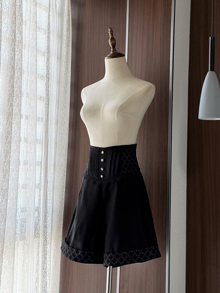 Corset Black Belt High Shorts Waist Boned Ouji Prince Lolita