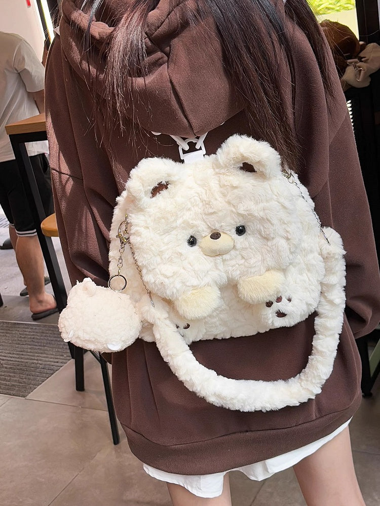 Weißer süßer Bär Plüsch Klappe Rucksack Tasche mittlere/große Größe