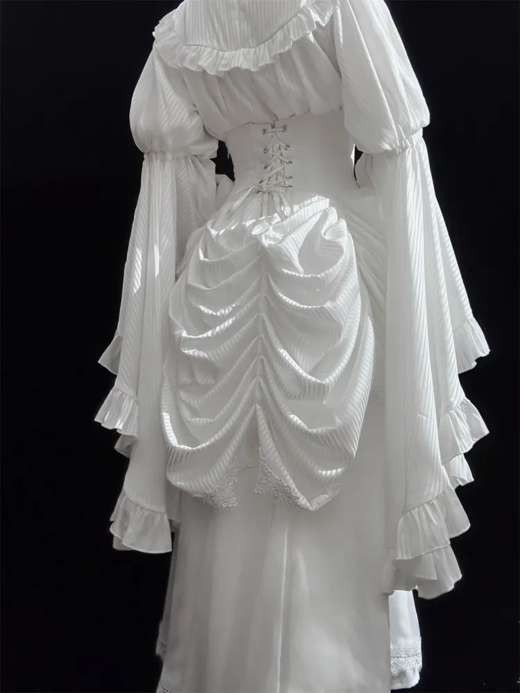 Gothic Skirt White Aristocrat Bust Lolita Boned Waist Under Corset High