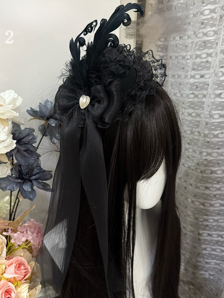 Feather Mini Lace Hat Decorated Design Options Trim Bownot 5