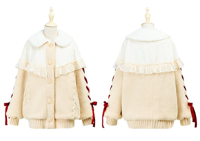 Plush Cardigan Creamy Winter White Cozy Collar Sweater