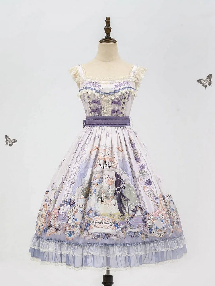 Lolita Tea Skirt Party Jumper Bunny Elegant Print Classic