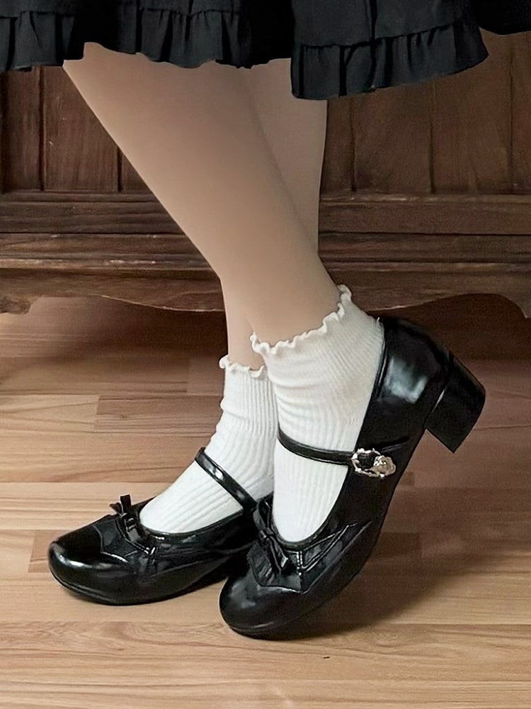 Design Spiderweb Janes Mary Top Black Gothic Bow at