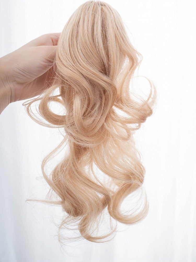 Blonde Short Bob Cut Synthetic Wig With Double Ponytail Claw Clips