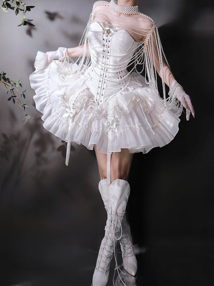 Details Lolita Top Corset White Gothic Lace-up