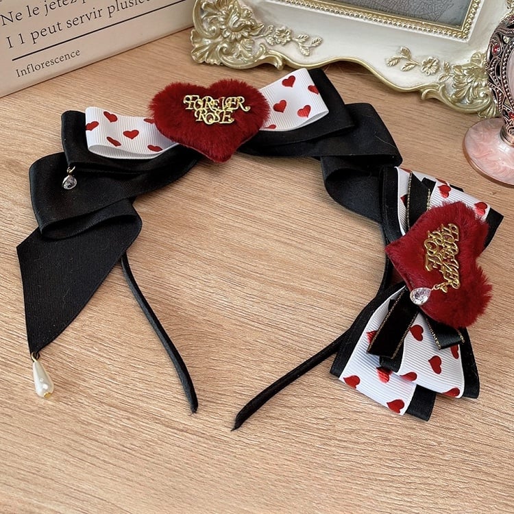 Haarspange Herz-Design mit süßem KC-Charm Schwarz Lolita Strass