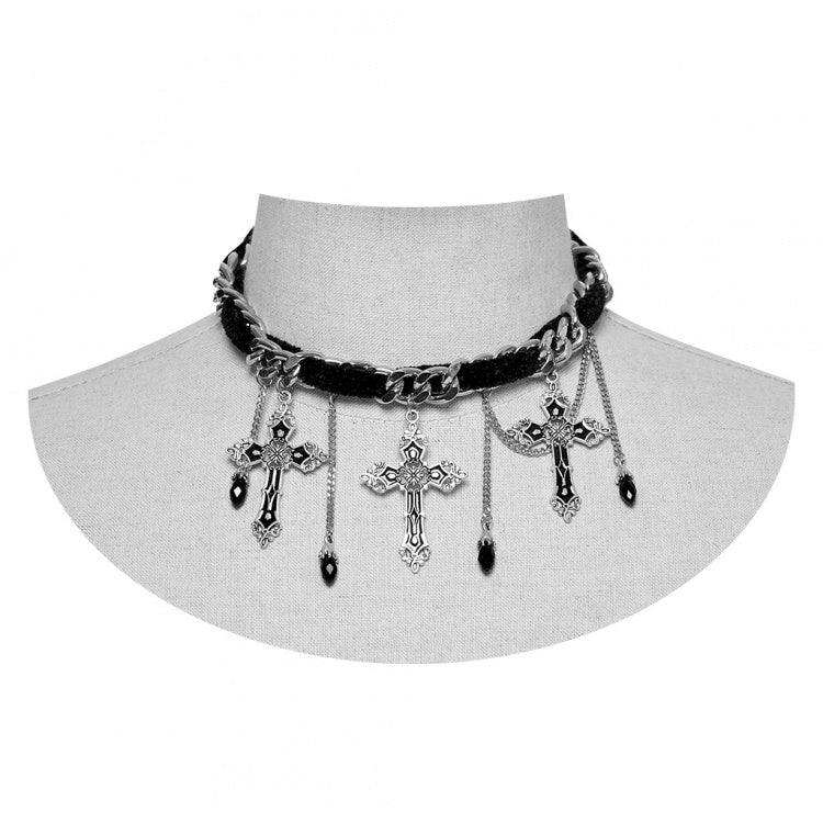 Wunderschönes schwarzes Gothic-Kreuz-Halsband