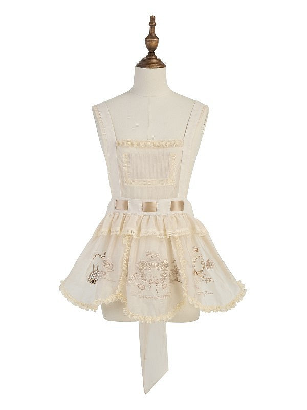 Lolita Embroidered Apron Beige