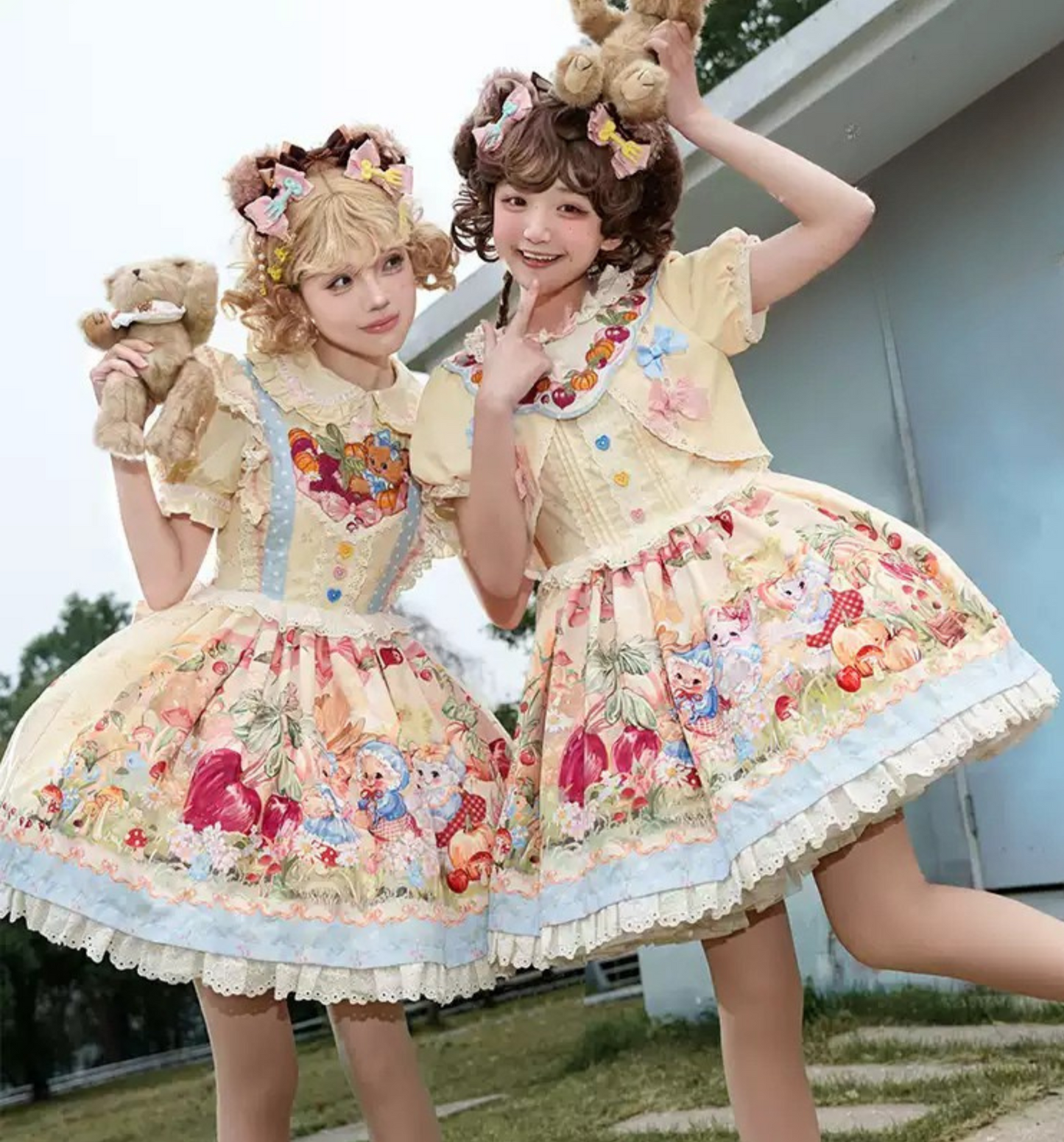 Apron + Reservations Suspender Print Dress Layered Carrot