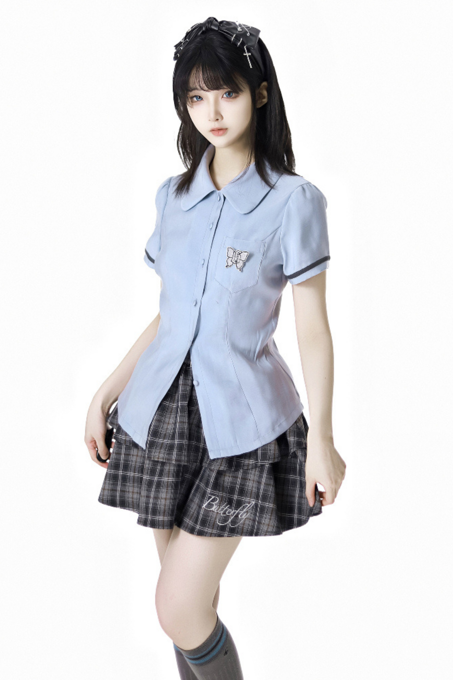+ College short suspender dress bshirt skirt