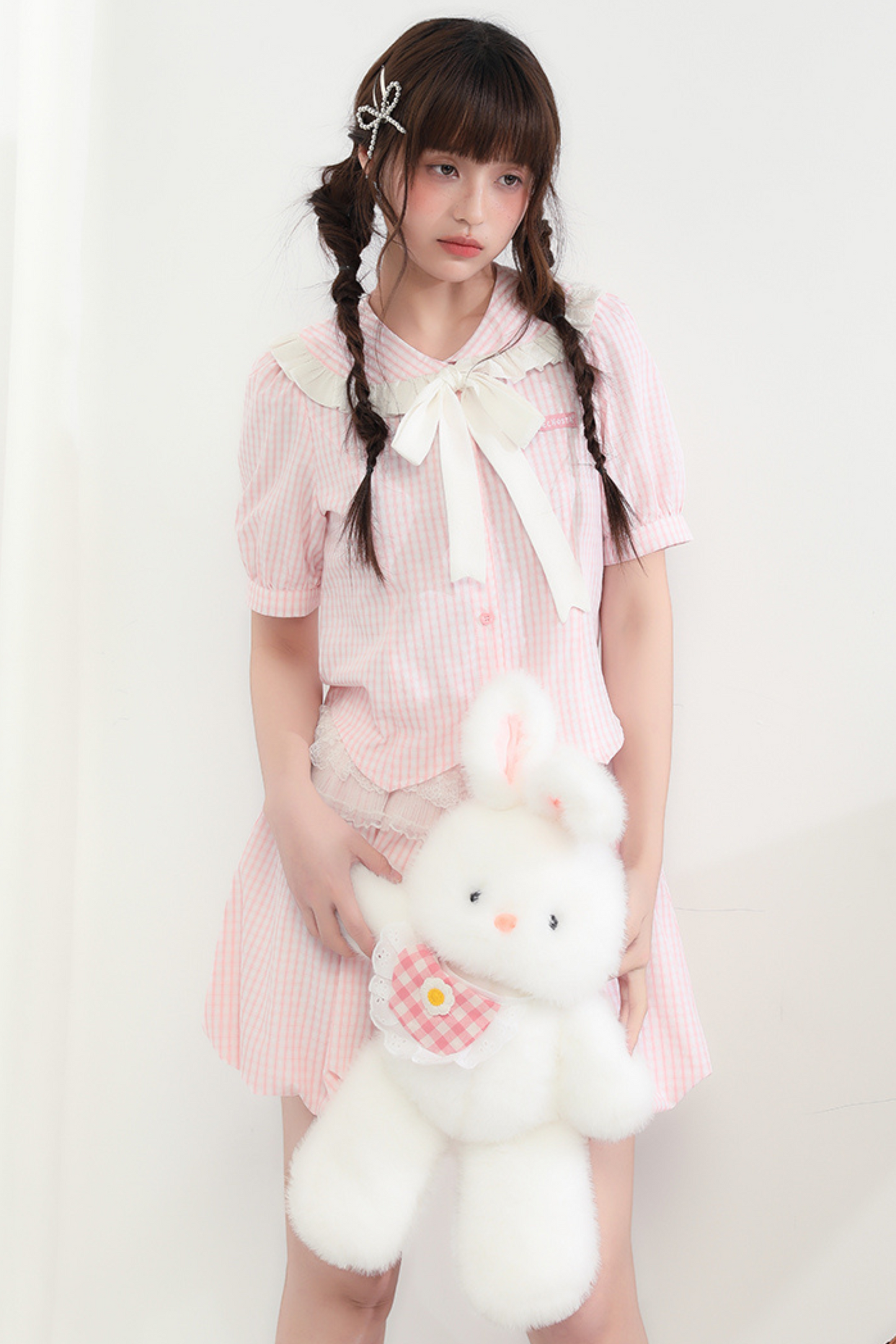 balloon pants lace + Peachy top striped Bubbles doll
