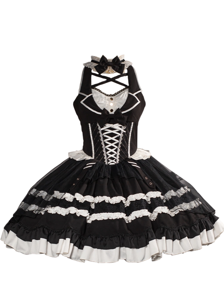 White Elegant Black Magic Dress Doll Antique