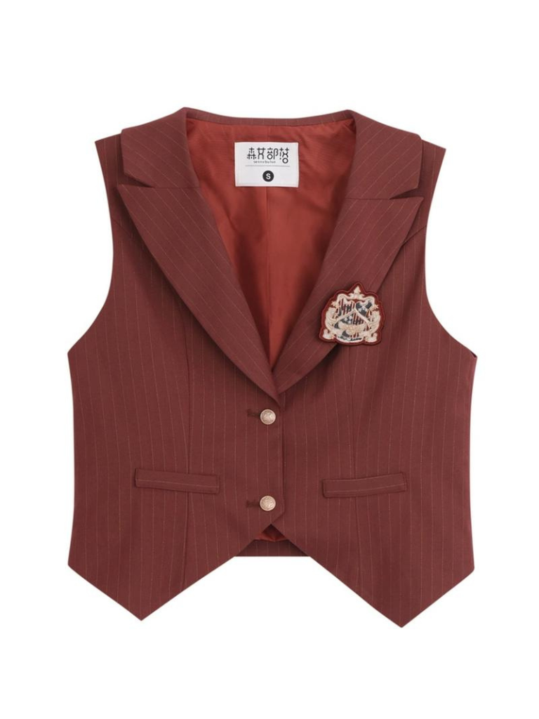 Jupe plissée style collège gilet rouge brique + rayures