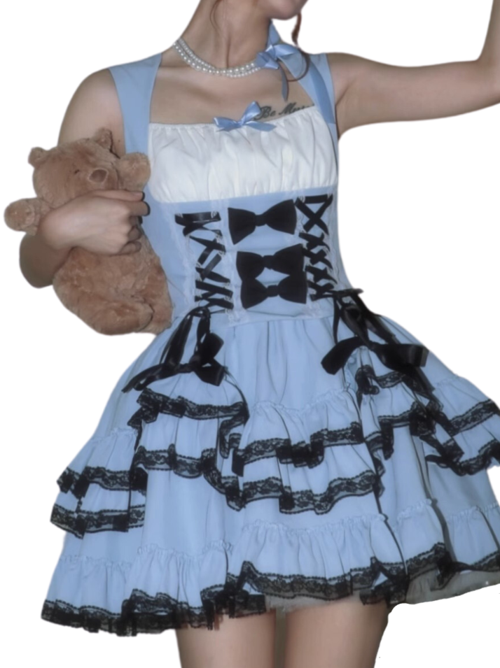 Rock Subculture Lace Up Cake Top Strap Princess Set + Weste