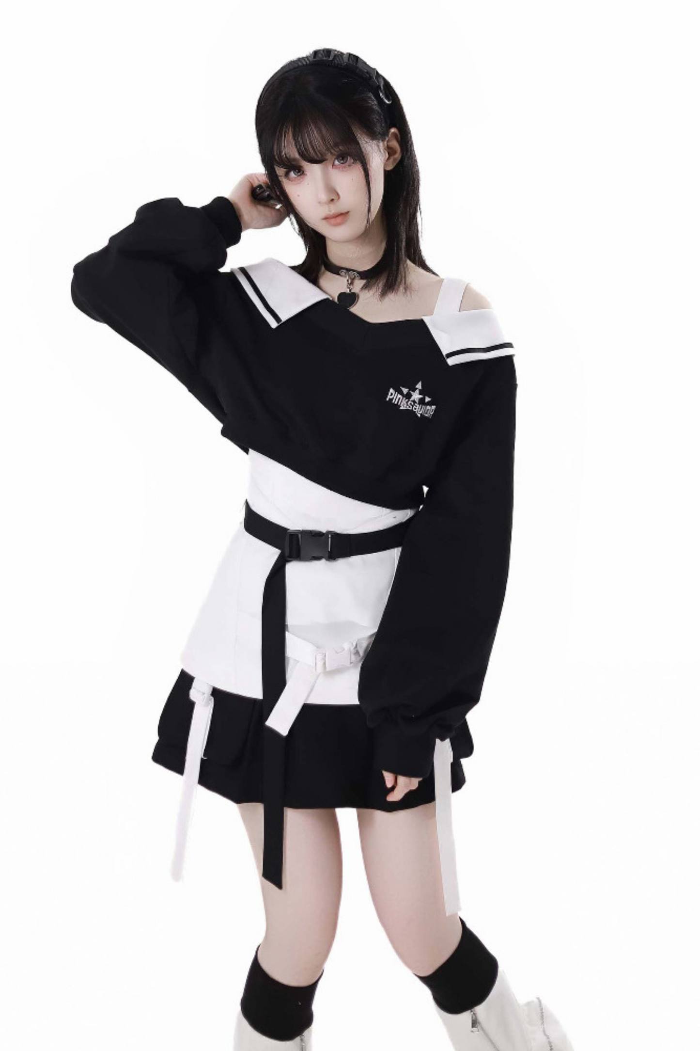 + camisole leg skirt Mode warmers cyber top