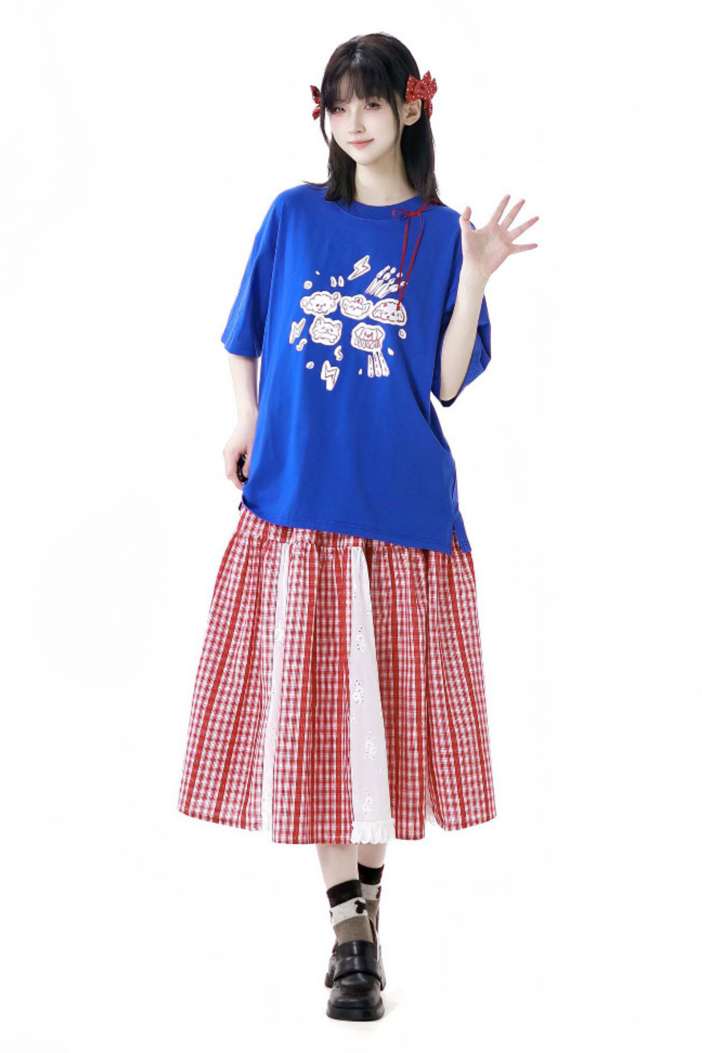 Skirt + Graffiti T-shirt Big Check Swing