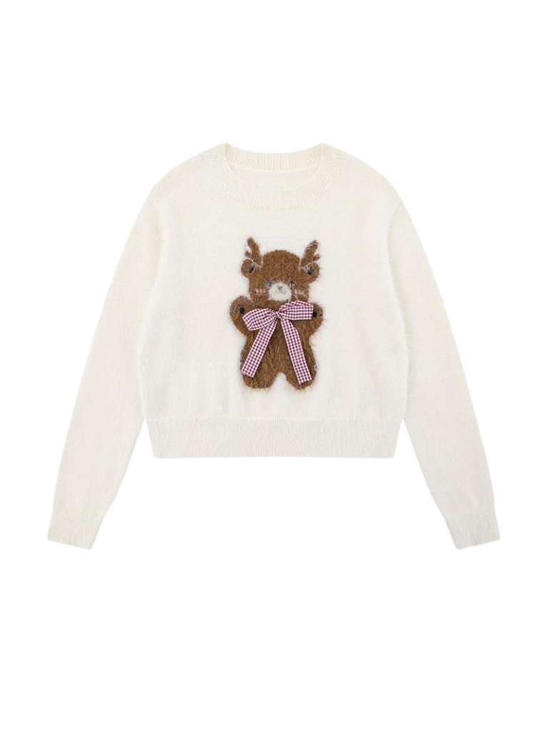 Bear Knit Ribbon Cropped
