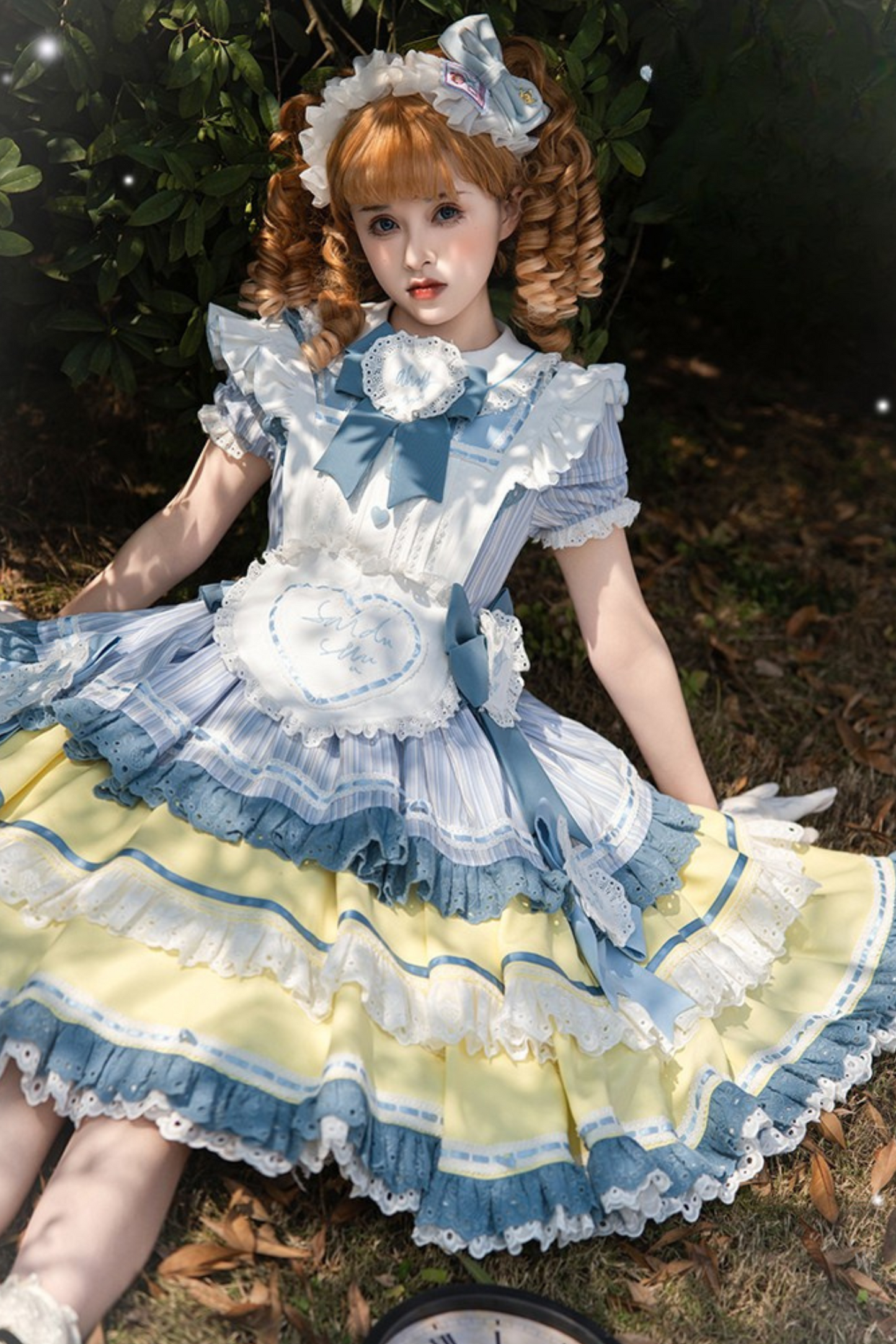 Mädchen Schürze Leichte Rüschen Lolita Kleid +