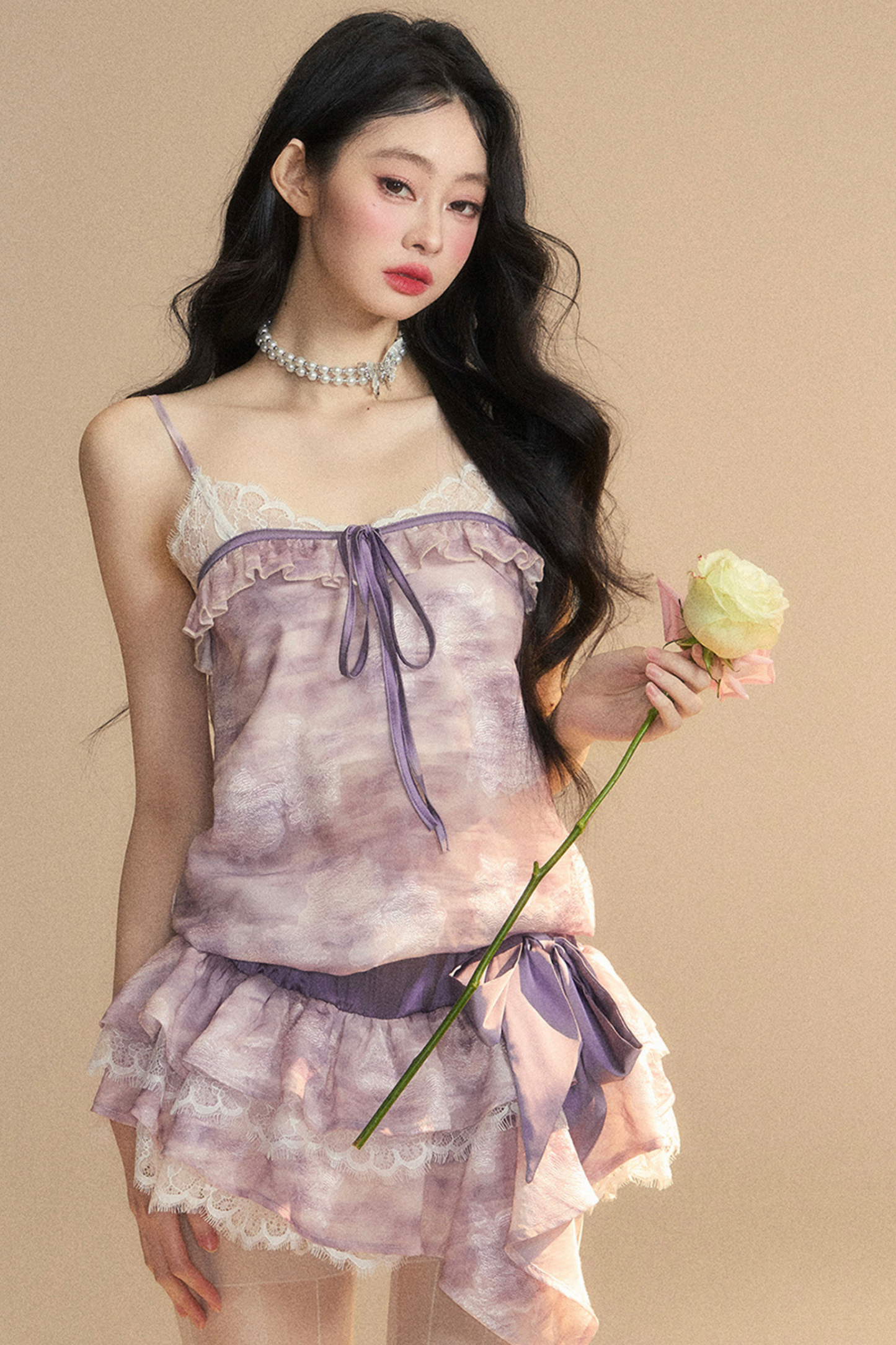 Purple French Breeze Halter Dress