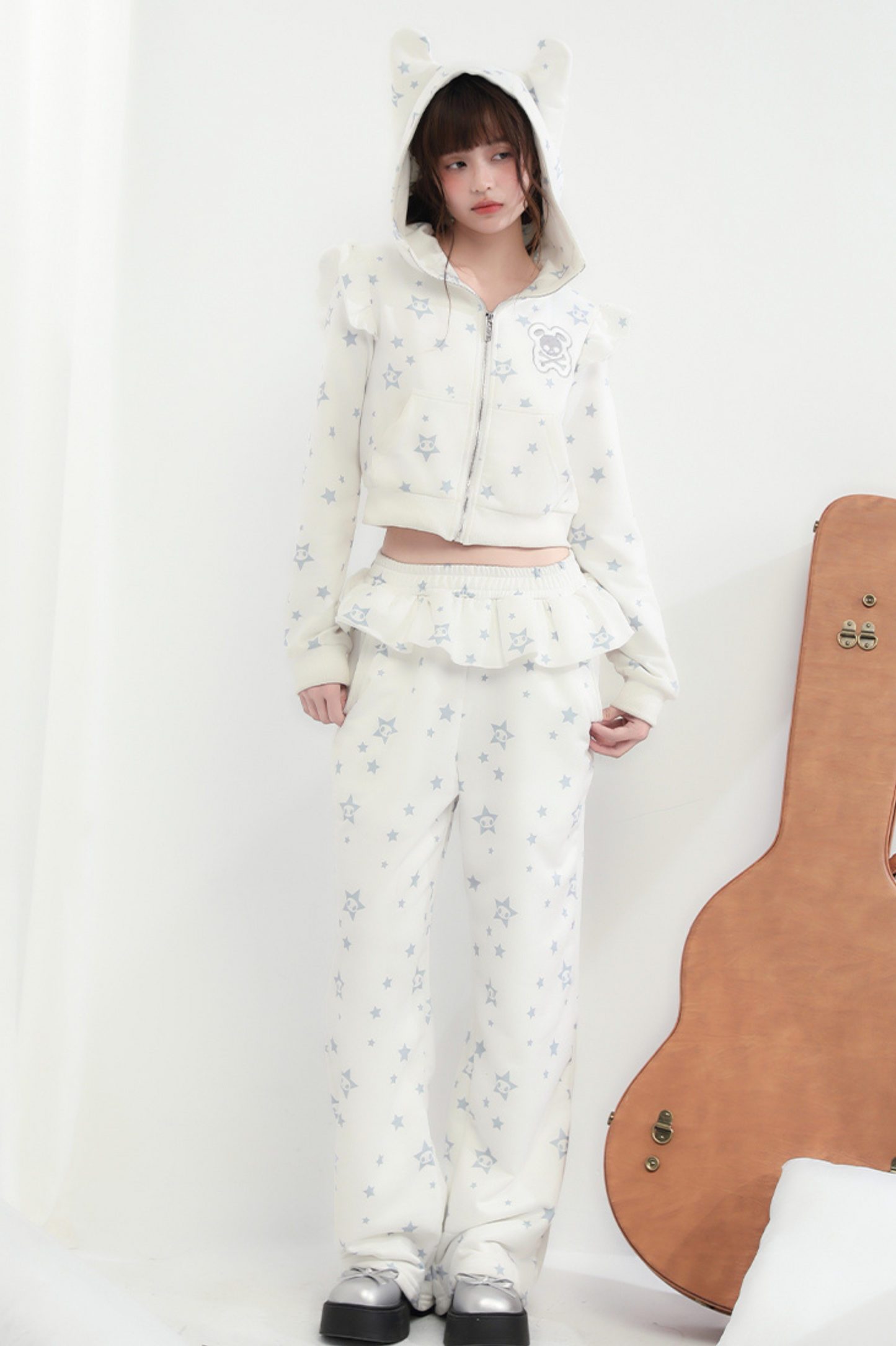 Hoodie Animal Ruffle Pants Loose Ear Hooded +