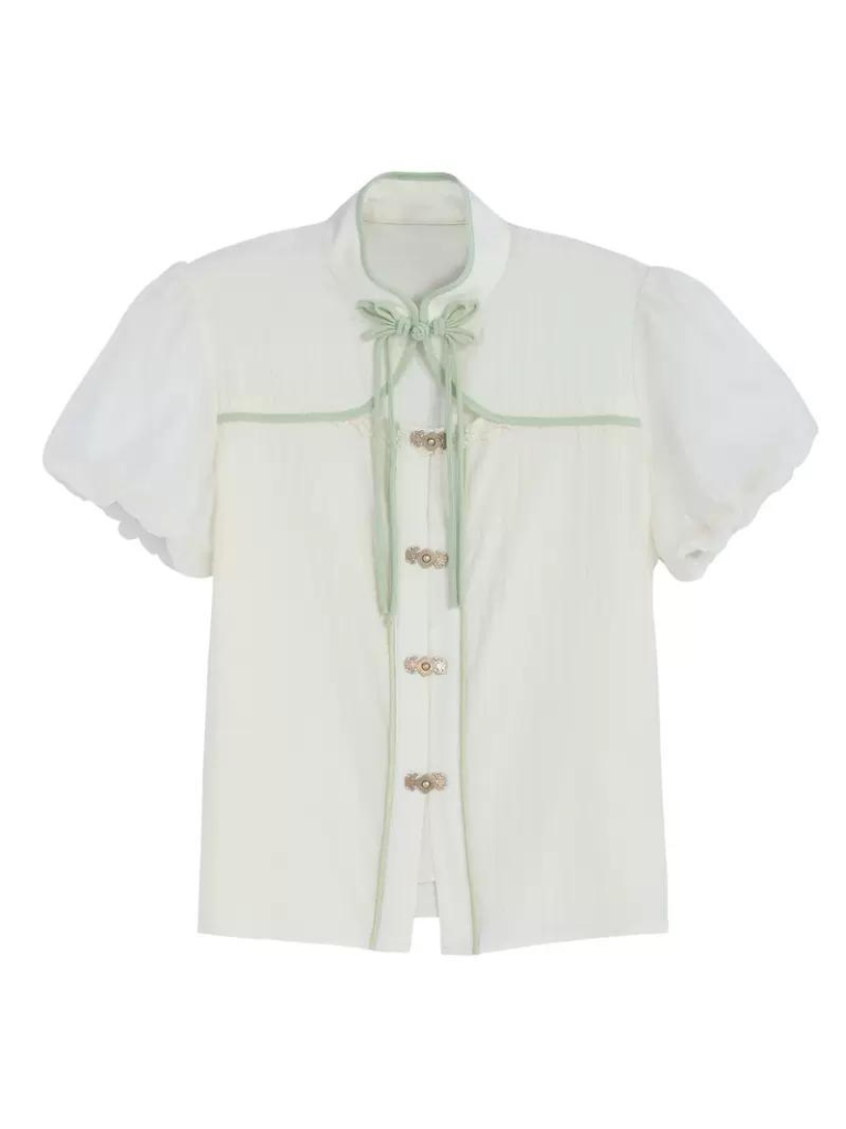 Ensemble chemise et jupe à manches longues Panda Kung Fu menthe + mousseline