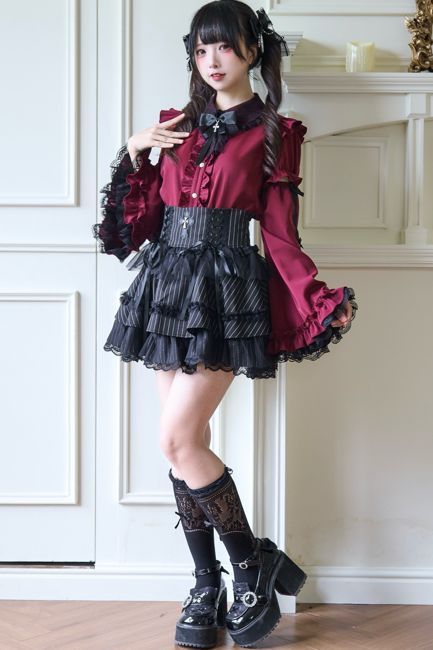 Sleeve Wide Blouse Gothic Lace