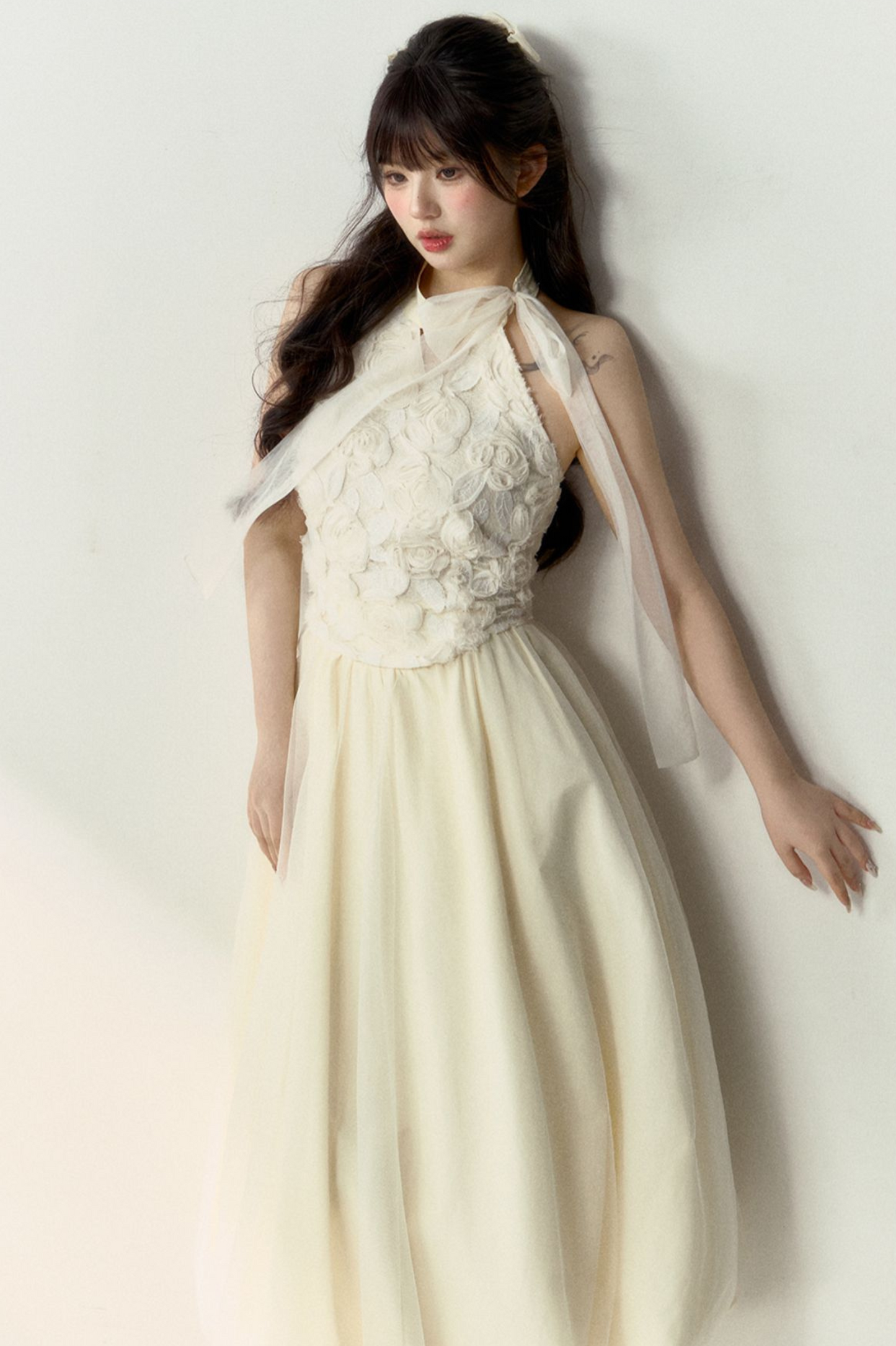 Long + Sweet Sleeveless Short Flower French Skirt Balloon Top