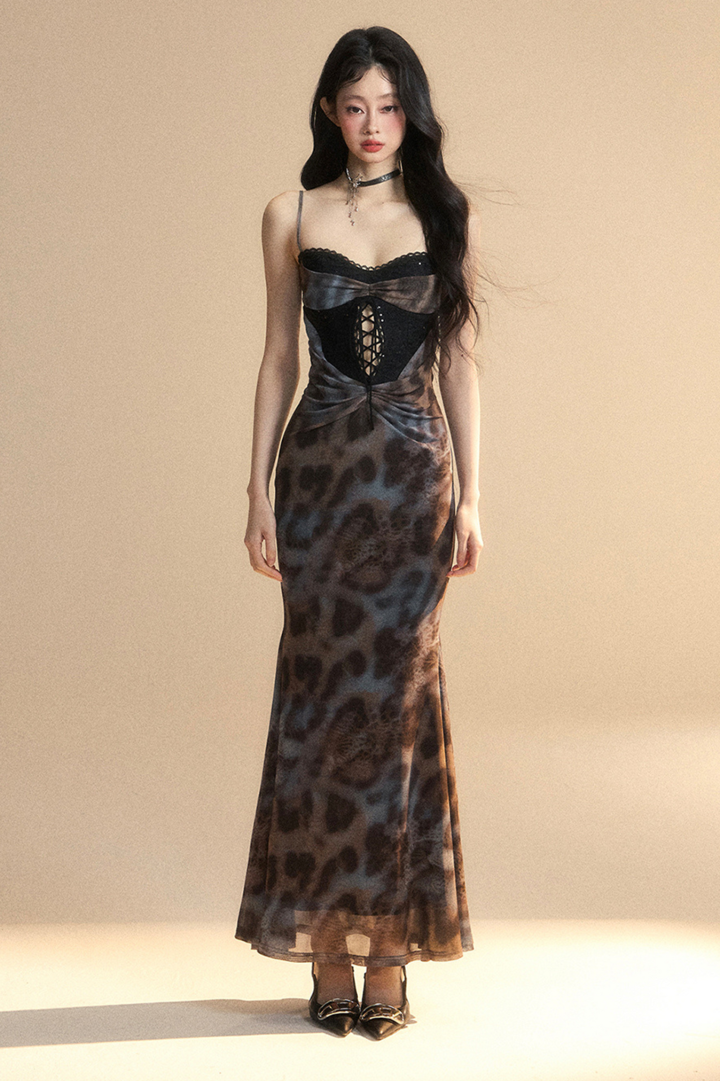Leopard Empire Dress Lace