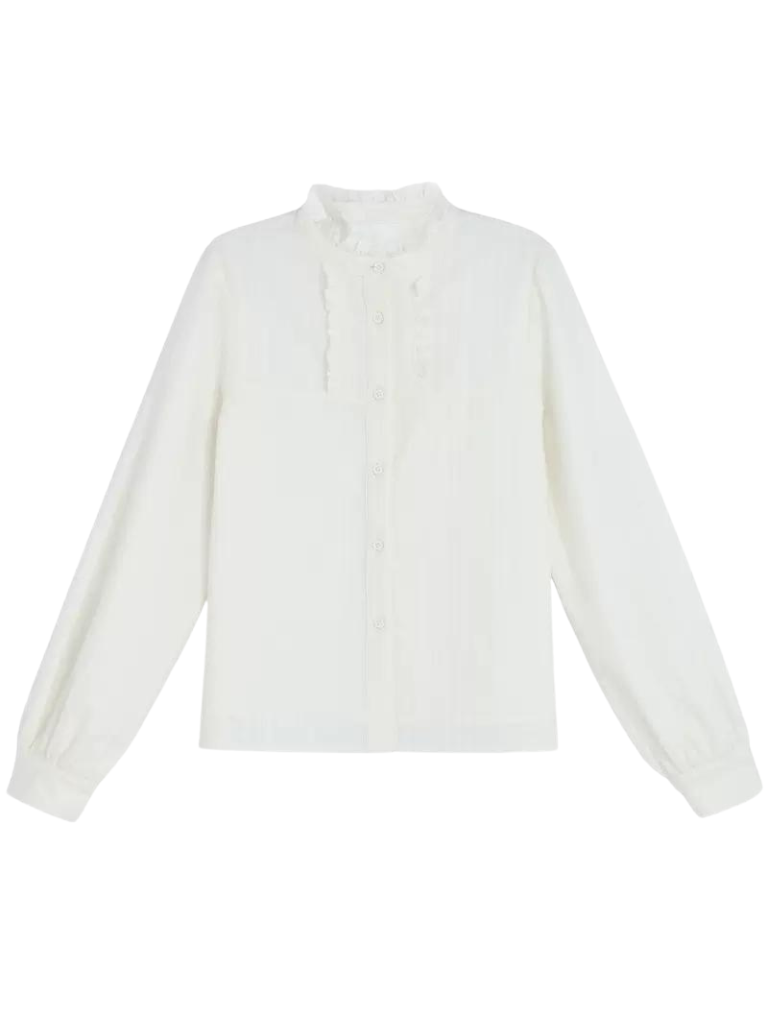 Gilet bleu forêt jupe papillon à volants chemise bleu Chine