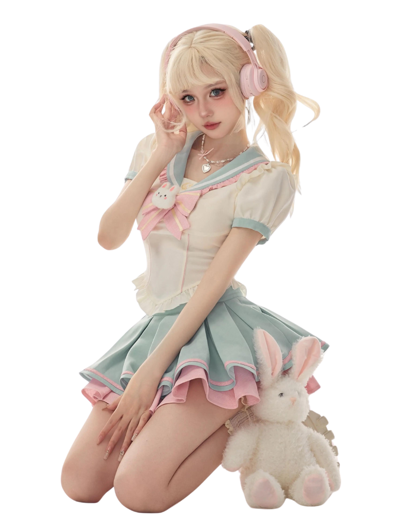 Chemise de marin à col glace + jupe d'eau de lapin