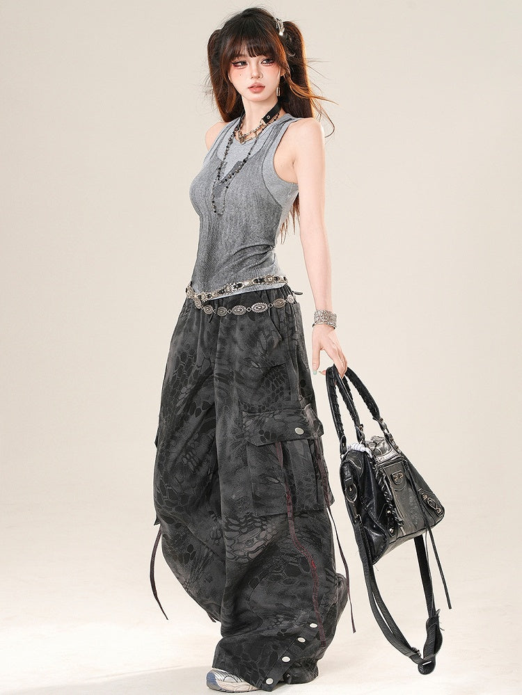 Glamorous Sleeveless White/Gray Top