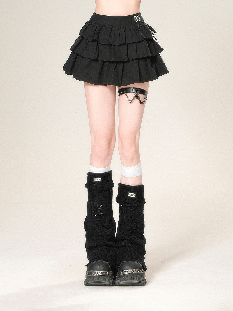 Tiered Skirt Black Glamorous Lined