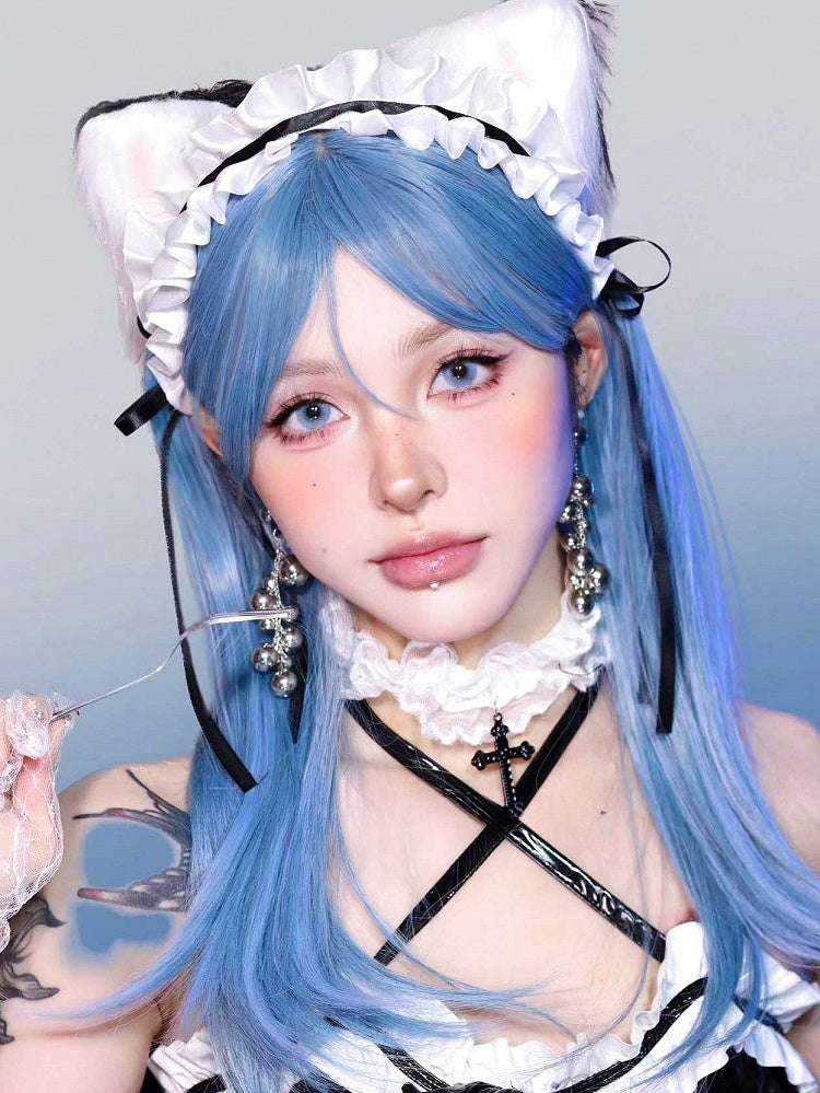 Bangs Straight Wig Length With 60CM Blue Air