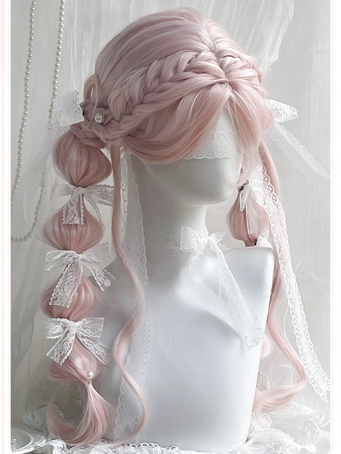 Bangs Wavy Length Pink 65CM With Wig