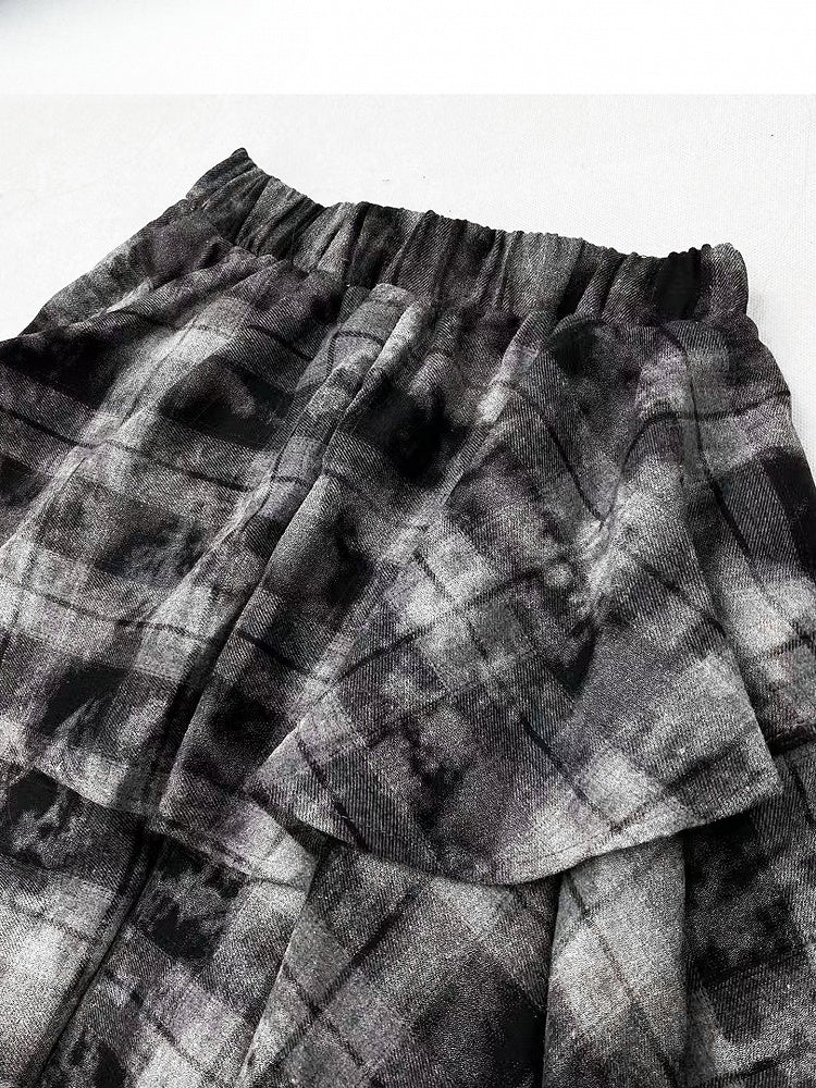 Handkerchief Dark Hem Plaid Skirt Pattern Bittersweet Gray