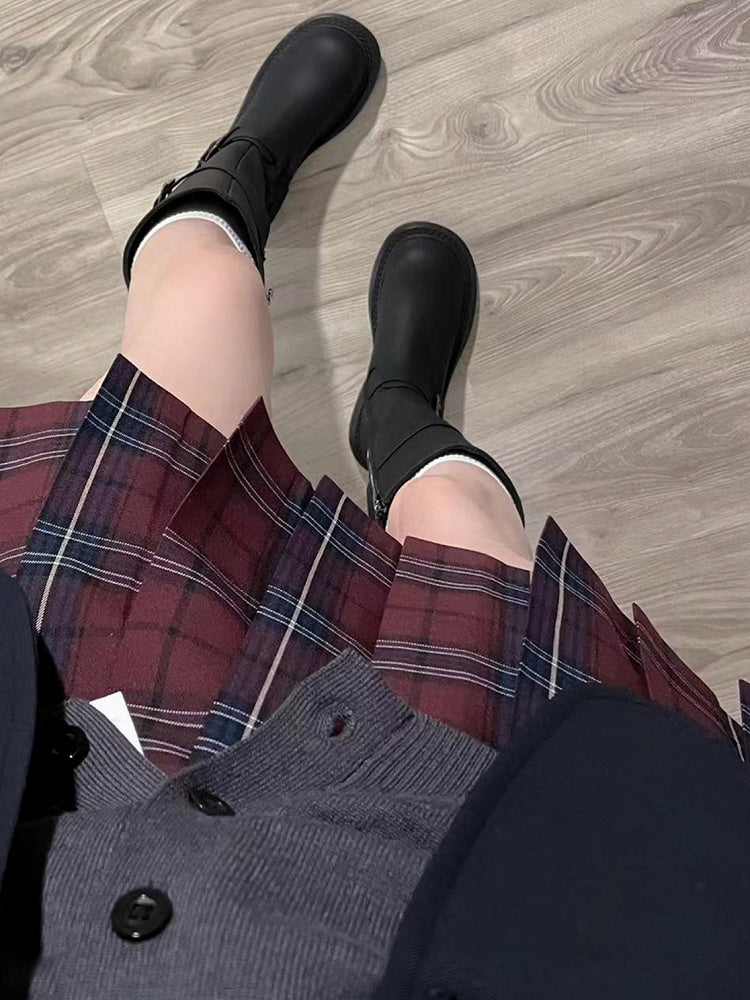 Uniform 42CM Muster Plissee JK Plaid Rock Rot