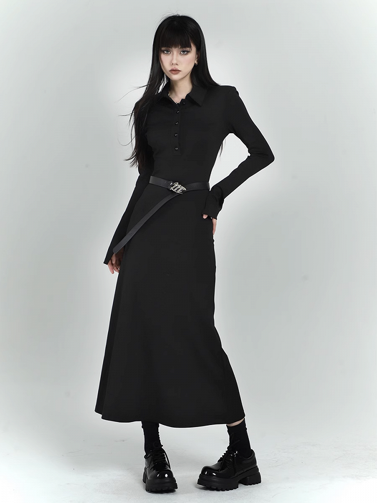 Robe chemise noire ajustée