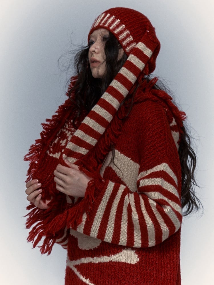 Punk-Hasenohren-Strickmütze