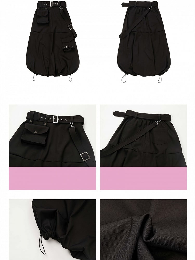 Techwear with Skirt Cargo Black Pockets Bubble Futuristic