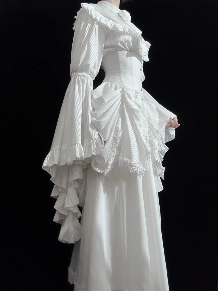 Gothic Skirt White Aristocrat Bust Lolita Boned Waist Under Corset High