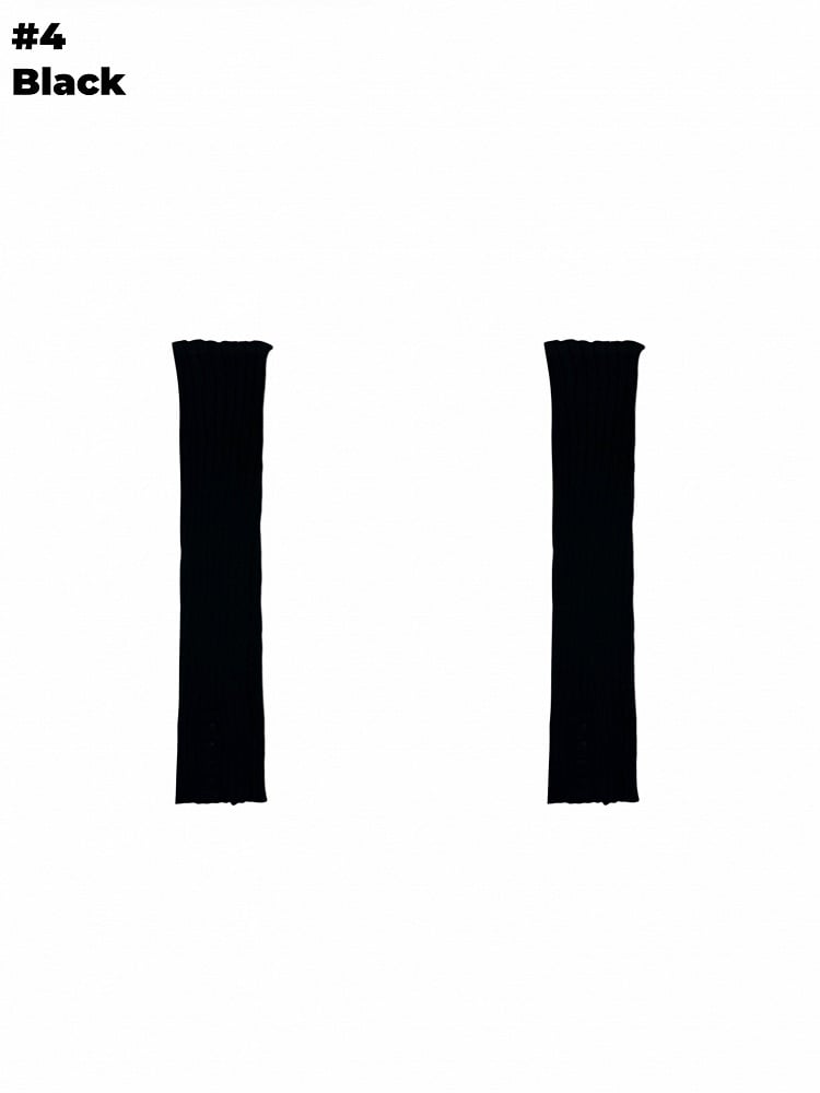 グレー/ベージュ/ブラウン/ブラック セルフタイストラップ レッグウォーマー