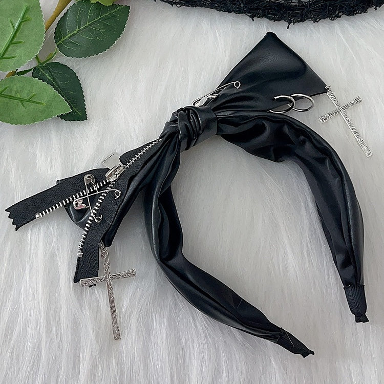 Reißverschluss Bowknot Punk Pin Schwarz Design Kreuz Verziert Charme PU Y2K