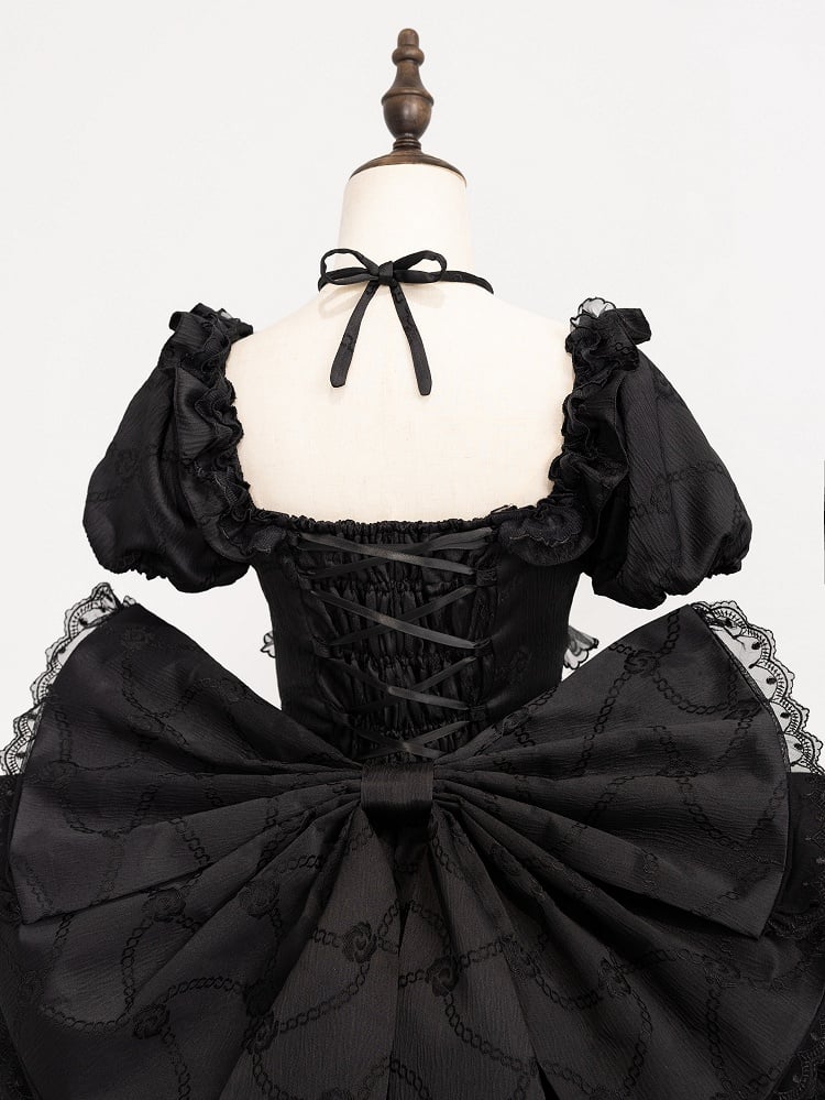 Corset Black Big OP Dress Lolita with Skirt Ruffle Princess Waist