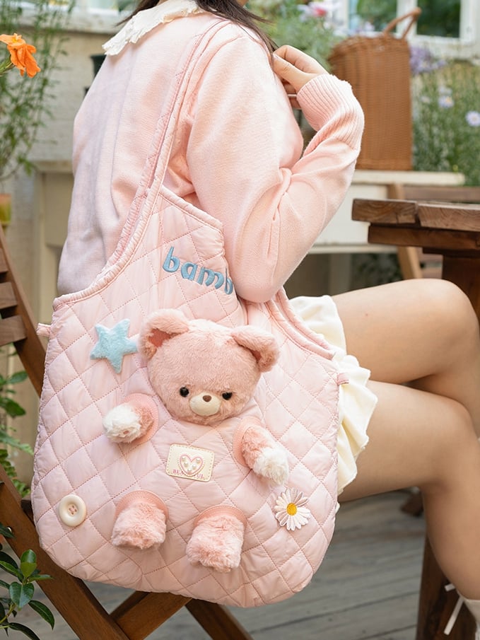 With 4 Pink Crossbody Design Plushie Bag Detachable Cut-out Options