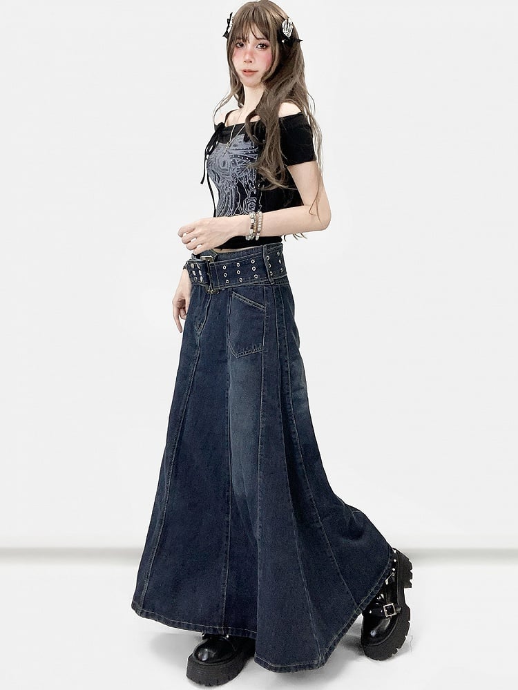 Off-the-shoulder Neckline Decorated Floral Black Rhinestone T-shirt Design Y2K