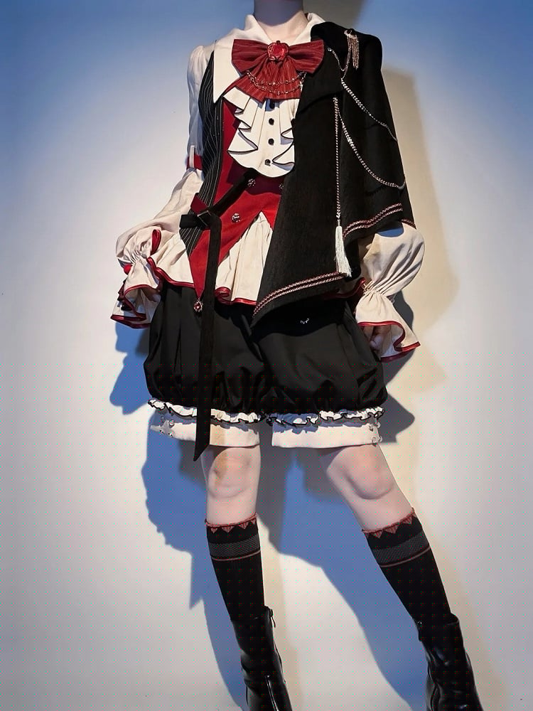 Rot-schwarz gestreifte Ouji Fashion Weste