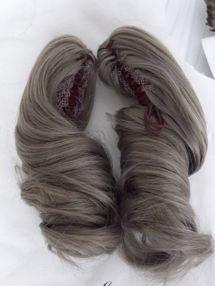 Ponytails Claw Short Clips Grey Wigs Bangs With Two + Air