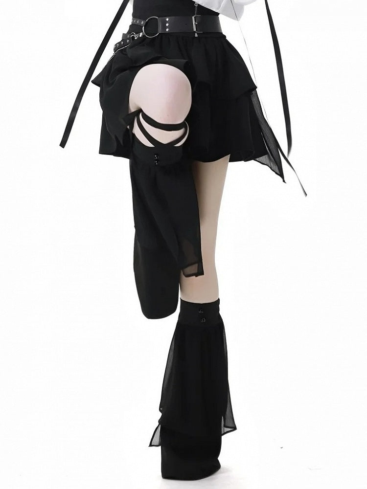 Black Leg Warmers With Tulle