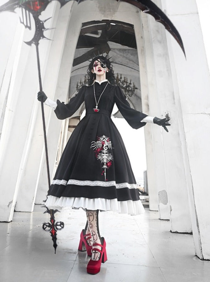 Design Ruffle Gothic Dress Original Big With Poozi