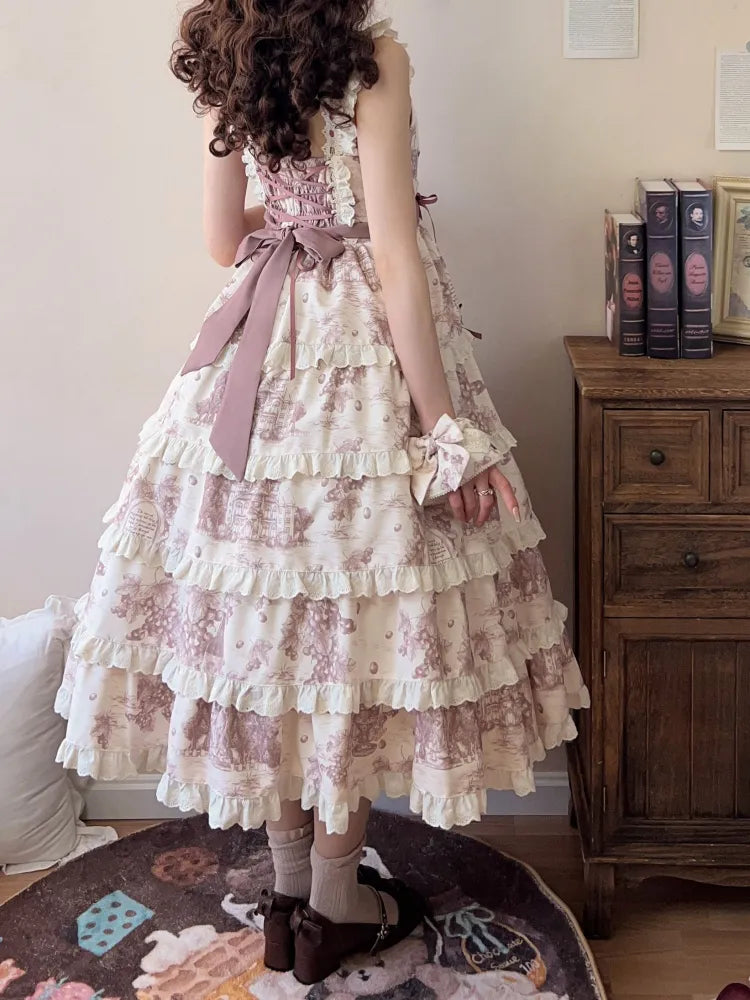 Print Changeable Detachable Lolita Dress Length Dusty Purple Grapes Hem